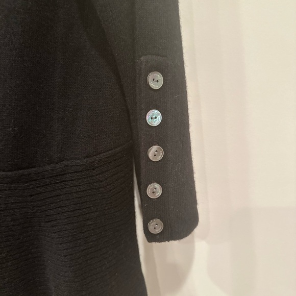 Women’s Black Wool & Cashmere Open Front Cardigan Sz XS Neutral Staple - Picture 3 of 11